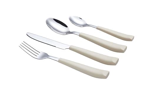 EXZACT 16pcs Cutlery Set Stainless Steel Wide Handles Serves 4 Cream — view 2