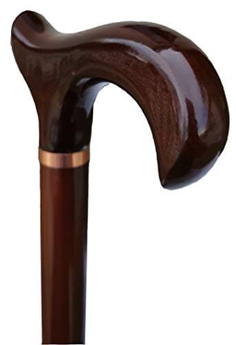Gents Wooden Derby Cane with Collar Walking Stick in Dark Brown Wood Stain 94cm (37") Height — view 3