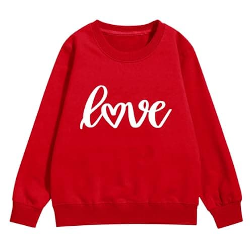 Teen Girls Crew Neck Jumper Kids Love Print Sweater Top Casual Sweatshirt — view 3