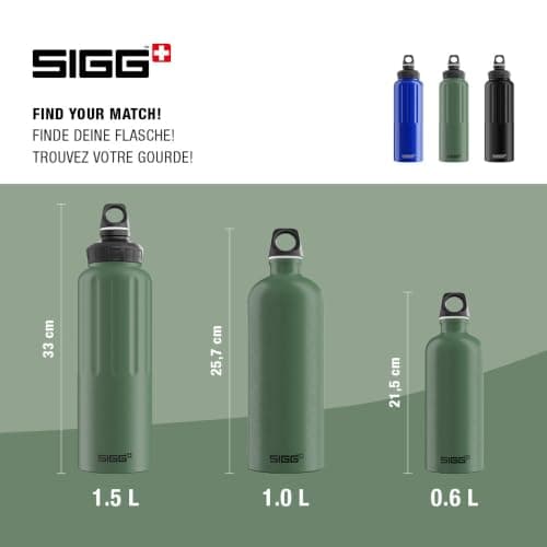 Sigg - Aluminium Sports Water Bottle - WMB Traveller Leaf Green - Swiss Made - Suitable For Carbonated Drinks - Leakproof - Lightweight - BPA Free - Green - 1.5L — view 5