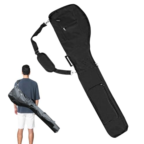 TEUYOE Foldable Golf Club Travel Bag, Golf Club Carrier Bag with Zipper for 8-10, Small Lightweight Portable Golf Carry Bag Waterproof for Women, Men, Black