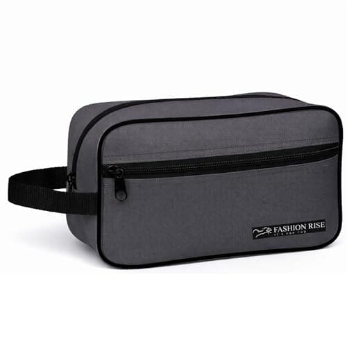 Water-Resistant Toiletry Bag for Men & Women - Lightweight Travel Wash Bag with Multiple Compartments, Compact Dopp Kit Cosmetic Organizer, Durable Nylon Shaving & Makeup Storage Case (Grey)