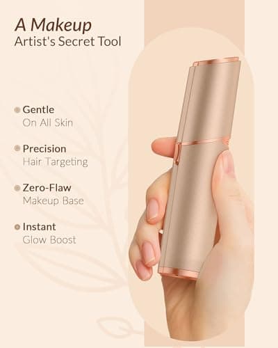 Facial Hair Remover for Women Face: Painless Rechargeable Electric Hair Removal Device for Upper Lips/Chin/Peach Fuzz- USB Portable/Travel (Gold) — view 5