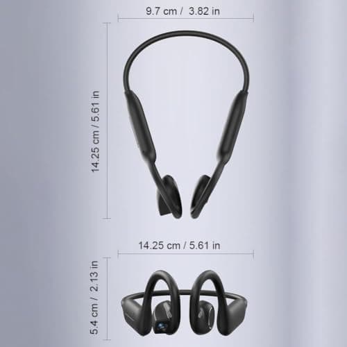 AI Bluetooth Headphones with Camera, Open Ear Wireless Earbuds (Black) — view 2