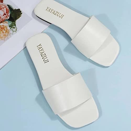 Women's Sandals & Slides UK Sale Clearance Square Open Toe Flat Sandals Slip On Slippers Outdoor Versatile Beach Sandals Backless Mules Fashion Ladies Summer Shoes Footwear Size 3-7.5 — view 3