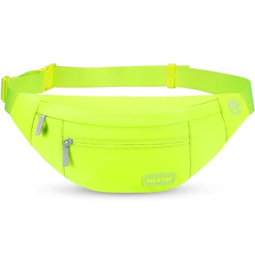 MAXTOP Large Bumbag Waist Fanny Pack Running Belt for Men Women Unisex Bum Bag with Headphone Jack and 4-Zipper Pockets Adjustable Belt for Travel Running Jogging Workout Hiking Gifts Neno Green