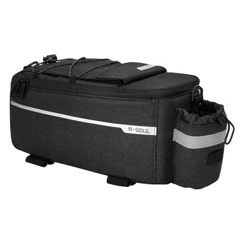 Eidoct 10L Waterproof Bicycle Rear Pannier Bag with Insulated Storage Pouch and Shoulder Strap for Bike Rack - Reflective Commuter Bag (Black)