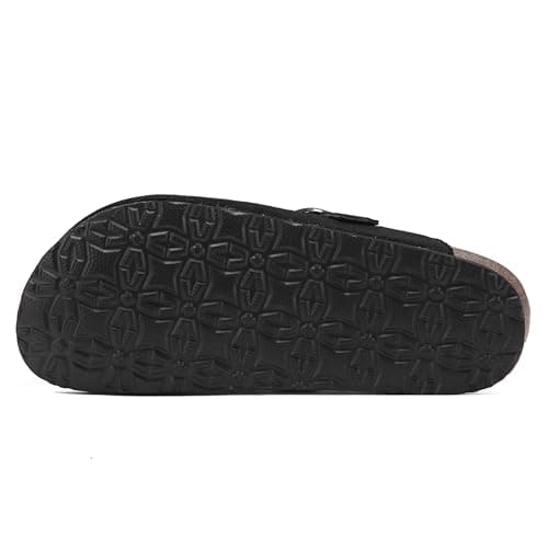 Polar Women’s Slip-On Clogs with Cork Footbed, Faux Suede Upper and Adjustable Strap, Comfortable Indoor Outdoor Casual Shoes - Black 7 UK — view 6