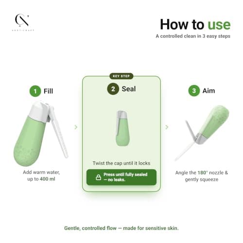 Nextcraft Portable Travel Bidet & Peri Bottle, 180° Foldable Nozzle, 400ml — view 2