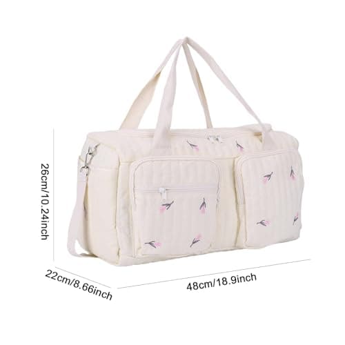 Hospital Bag for Women, Maternity & Baby Delivery Bag with Floral Quilted Design - Large Capacity Weekender Overnight Duffle Bag for Pregnancy, Labor, Travel & Weekend — view 6