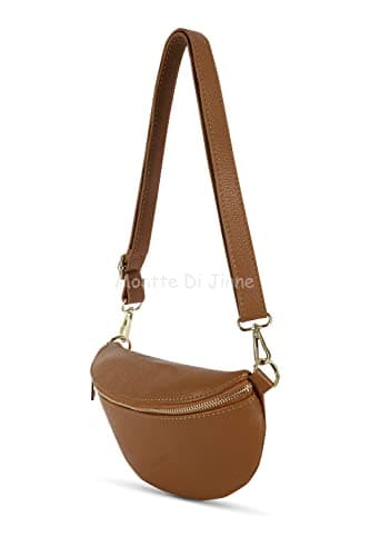 Montte di Jinne 100% Made in Italy – Soft Pebble Leather Belt Bag/Crossbody Bum Bag for Women, Adjustable & Detachable Strap, Gold Hardware, Lightweight Everyday Travel Waist Pack (Gold) — view 5