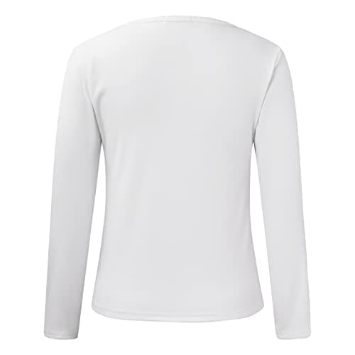 Full Length Long Sleeve Top Women Crew Neck Fleece Lined Thermal Thermal Underwear Slim Tops Long Sleeve Thermal Shirts Winter Tops Linen Top Today on Clearance White — view 4