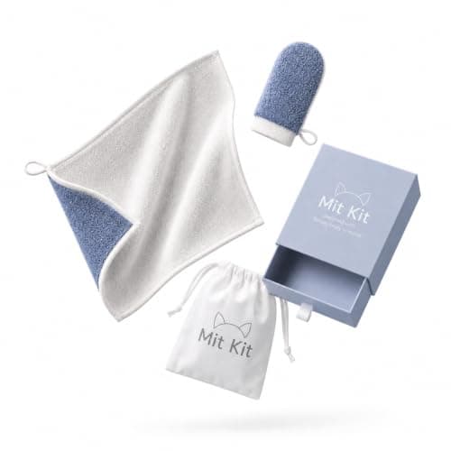 Mit Kit Intimate Hygiene Set - pH & Microbiome Friendly Feminine Care | Reusable V-Mit Cleansing Mitten & Finishing Cloth Drying Towel | 100% Premium Turkish Cotton with Waterproof Travel Pouch