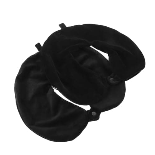 Toyvian 2pcs U Shaped Neck Pillow Cover with Zipper, Velvet Black
