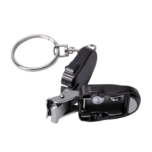 Yinhing Travel Folding Nail Clipper Collapsible Nail Clipper Stainless Steel Keychain Design with Zinc Alloy Handle for Travel Backpack Pocket (Silver Black) — view 2