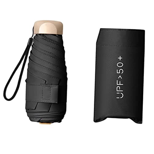 Perfeclan Travel Umbrella Mini Folding Umbrella Strong 2 in 1 Function Water Resistant Folding Portable Handbag Pocket Umbrella, Sunshade UmbrellaUPF>50+ UV Protection Lightweight, Black — view 6