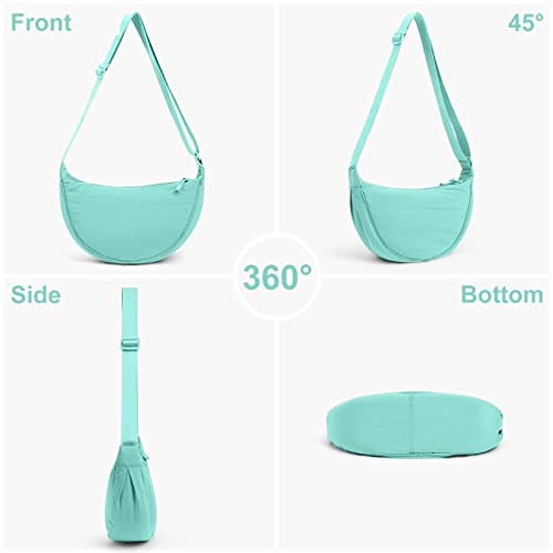 DKIIL NOIYB Crescent Bag for Women Men, Nylon Crescent Bags Hobos Crossbody Bag Portable Crescent Purse with Adjustable Strap Solid Color Chest Bag Shoulder Bag Fanny Packs, A11-mint Green, 31cm — view 3