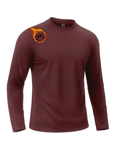 TACVASEN Men's Thermal Long Sleeve Top Crew Neck Base Layer Wine Red, XL