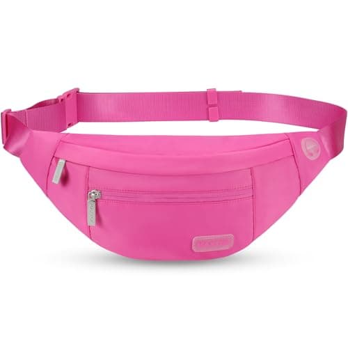 MAXTOP Large Bumbag Waist Fanny Pack Running Belt for Men Women Unisex Bum Bag with Headphone Jack and 4-Zipper Pockets Adjustable Belt for Travel Running Jogging Workout Hiking Gifts Rose Red