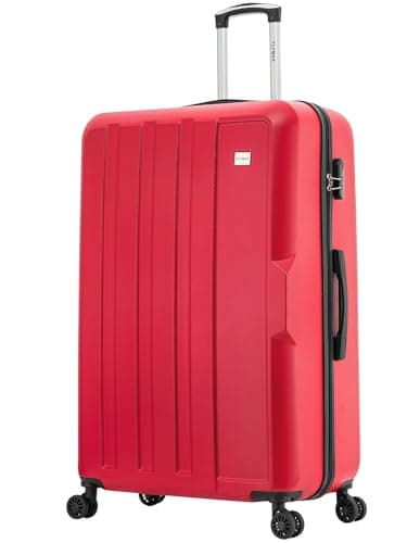 FLYMAX XL 32" Extra Large Suitcase 4 Wheel Lightweight Luggage Hard Shell Check in Hold Travel ABS 143 Litre Capacity Travel Case with 3 Digit Combination Lock + Telescopic Handle Red