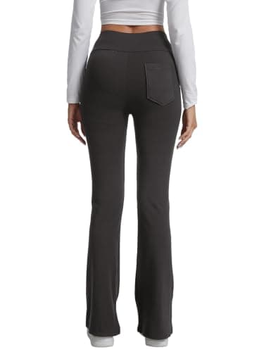 Women Fleece Lined Flared Leggings High Waisted with Pockets XL — view 3