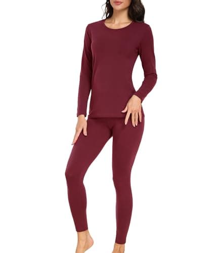 wirarpa Women's Thermal Underwear Set Cotton Base Layer Top & Bottoms L