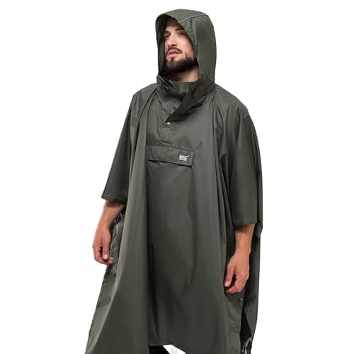 Mac in a Sac - Poncho - Packable Waterproof Cape for Men & Women - Lightweight and Breathable Rain Jacket with Hood that Packs into its own Bag - Khaki - One-Size — view 4