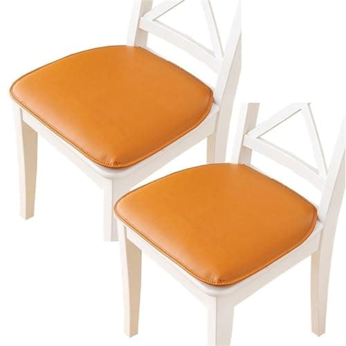 Dining Chair Cushion Set - 1/2/4 Pcs Non-Slip U-Shaped Vegan Leather Seat Pads for Kitchen & Dining Room Stylish Orange Color Comfortable and