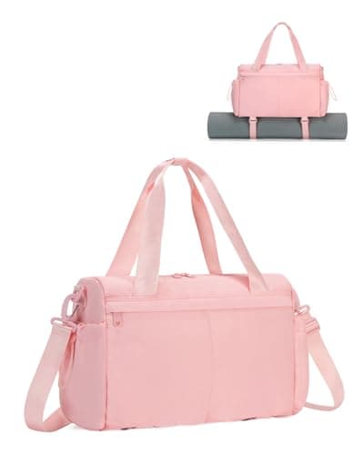 Small Gym Bag Womens with Yoga Mat Holder and Wet Compartment, Pink