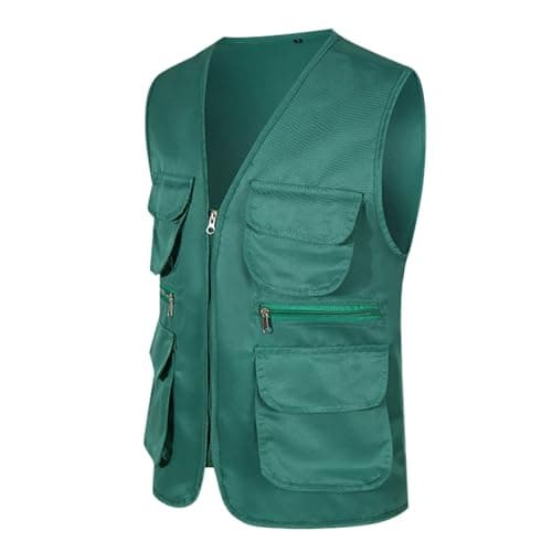 Mens Multi Pocket Fishing Waistcoat Outdoor Work Safari Travel Vest Camping Hunting Outerwear Gilet Photography Tops Cargo Utility Safari Waistcoats Breathable Mens Fishing Gilets — view 2