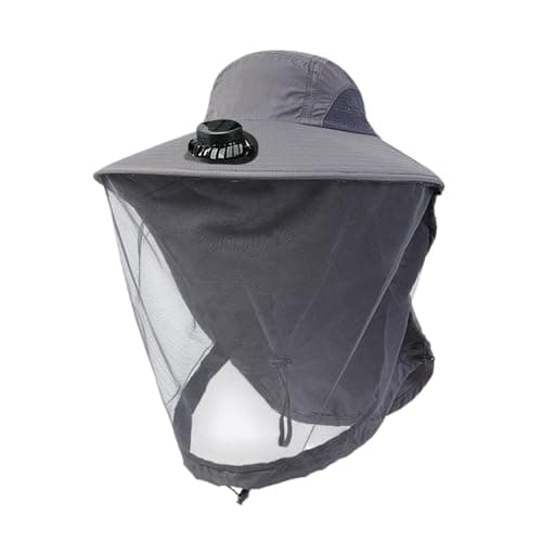 Fan Hat with Netting Sun Protection Portable Dark Gray