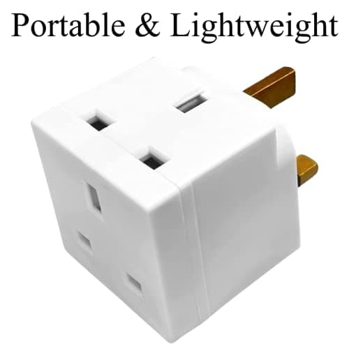 2 Way Plug Adapter UK Outlet Extender Double Socket Adapter Multiplug with Multi Plug for Bedroom Kitchen Bathroom Study Desk Shelf and Landing White 3 Pack — view 4