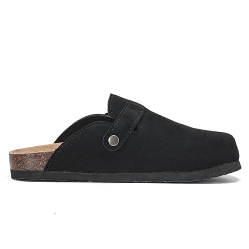 Polar Women’s Slip-On Clogs with Cork Footbed, Faux Suede Upper and Adjustable Strap, Comfortable Indoor Outdoor Casual Shoes - Black 7 UK — view 4