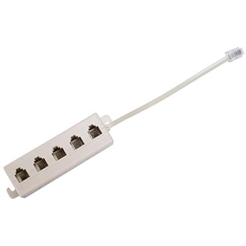 Agwuoetr Beige RJ11 6P4C Male Plug to 5 Ports 6P2C Female Socket Phone Line Splitter Adapter
