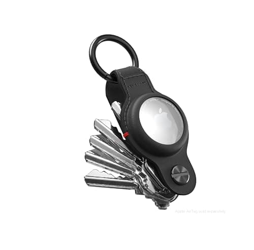 KeySmart Air Tag Holder, Airtag Holder with Car Key Ring Hoop for Airtags & Car Accessories for Men, Key Organiser Keyring with Airtag Keyring Rings for Key Fob, Car Keyring Keychain Rings, Black