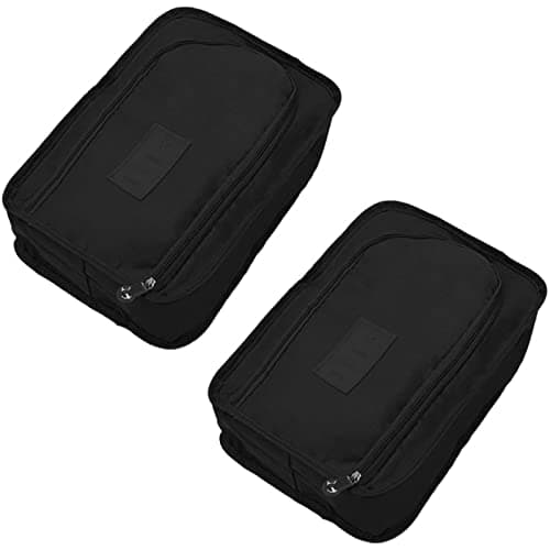 2 Pack Travel Shoe Bag Shoes Organizer, Foldable Waterproof Small Shoe Bags Storage Organizer Shoe Pouch with Zipper, Portable Carrier Bag Travel Bags Organiser (Black)