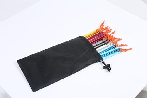 20 Pack Tent Pegs Aluminium Alloy Tent Stakes with Drawstring Bag for Outdoor Camping Trip Hiking Beach Heavy Duty and Mixed Color(5 color mix) — view 4