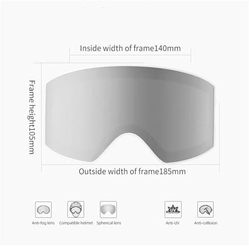SETNGB 2026 Fashion Magnetic Ski Goggles UV400 Protection Anti-Fog Ski Glasses Men Women Quick-Change Lens Snowboard Goggles,Rose gold,185 * 105mm — view 6