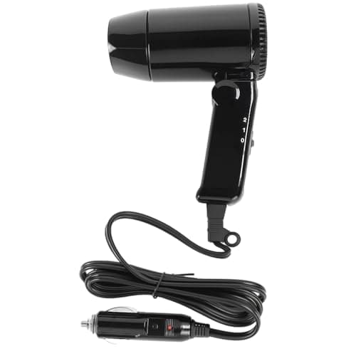 Riloer Hot And Cold Folding Hair Dryer For 12 V Cars, Travel Hair Dryer, Car Heater, Car Mist Eliminator,Portable Compact Foldable 12V in Car for Travelling,Camping, Festivals, Caravan, Motorhome