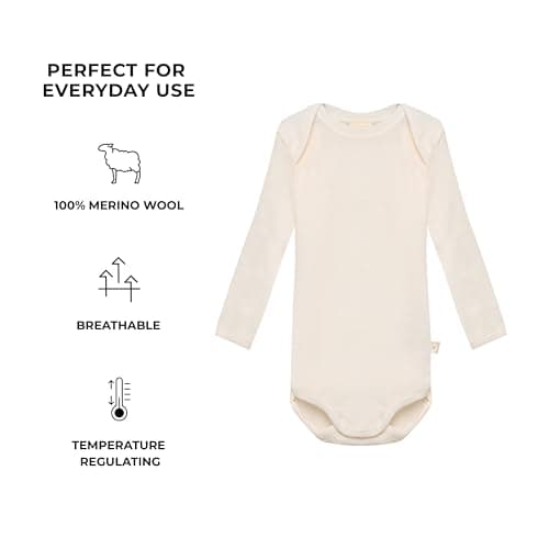 DILLING Baby Bodysuit w/Long Sleeve - Organic Merino Wool Nature 86 — view 2