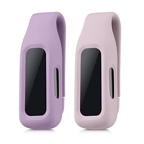 kwmobile 2x Clip Holders for Fitbit Inspire 3 / Inspire 2 / Ace 3 Clip On - Fitness Tracker Case Holder Replacement Set - TPU Silicone Tracker Holder for Sport - Light Lavender/Dusty Pink — view 5