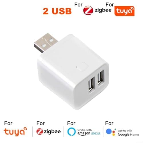 CWOQOCW for Smart USB Adapter Switch 1-3 Gang with App Remote Control and Voice Compatibility for Tuya for Zigbee and for Alexa, Intelligent Scheduling for Home Automation(2 Gang) — view 2