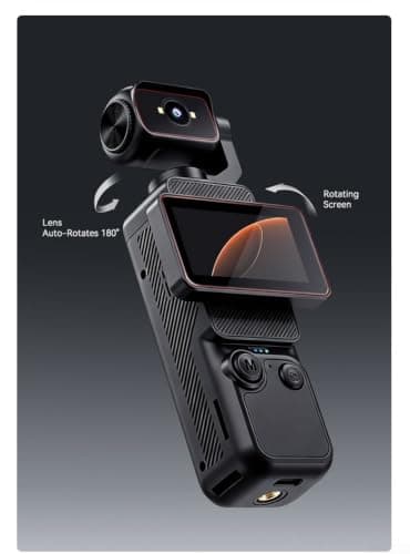 Linhexis 1080P Vlogging Camera with 180° Auto-Rotating Lens(Black) — view 6