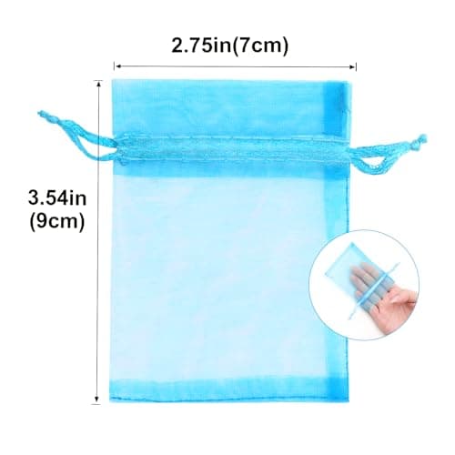 G2PLUS Turquoise Blue Organza Gift Pouches, 7x9 CM Small Favour Bags, 50 PCS — view 2