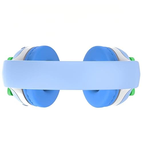 Riwbox Kids Bluetooth Headphones, CB-7S LED Light Up Bluetooth Wireless Headphones with Mic and Safe Volume Control for Travel/School/Laptop/PC/TV (Blue&Grey) — view 6