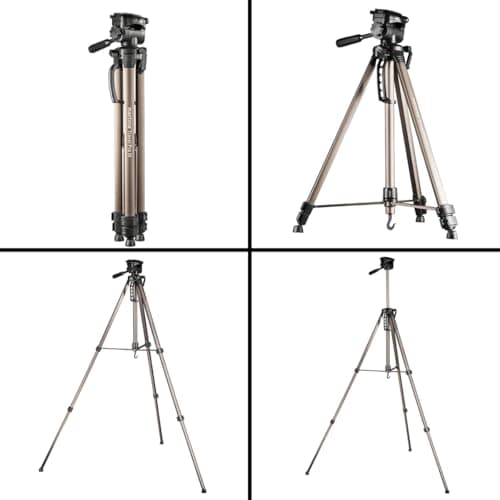 Mantona Basic Travel Pro III Photo Tripod Large Lightweight Aluminium Tripod with Quick Release Plate Height 55 to 146 cm Load 3 kg Light 1.07 kg Bronze with Bag — view 6