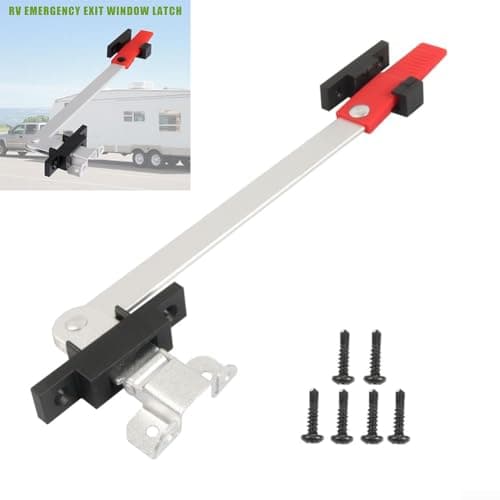 Rv Window Latch Support Bar Aluminum Exit Handle For Travel Trailer Camper Wind Resistant Silver With Red Grip Safety Lock Kit For Motorhome For Caravan Accessories For Easy Install Hardware Set — view 3