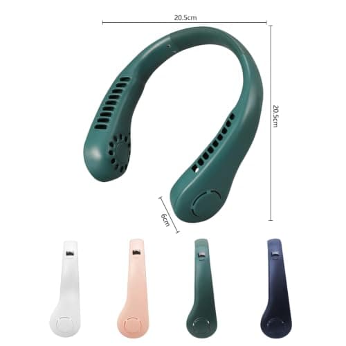 Portable Neck Fan,5 Speed Hanging Bladeless Neck Fan,360° Airflow (green) — view 2
