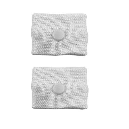 1 Pair Motion Sickness Wristbands, Natural Nausea Relief Bands for Kids &Adults, Anti-Nausea Wristbands, for Car Sea Sickness Travel Sickness Pregnancy Morning Sickness (White)