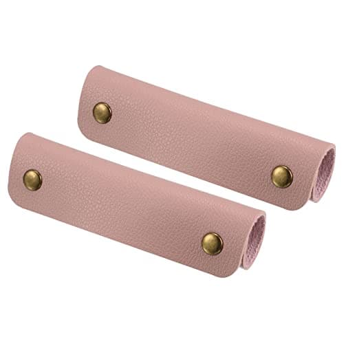 PATIKIL Luggage Handle Wrap, 2 Pack PU Handbag Grip Cover Protector Identifier with Clasp for Suitcase Grocery Shopping Bag, Pink